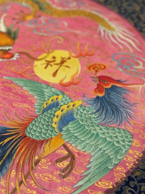 恒錦老師新作龍鳳呈祥圖直徑50cm絹